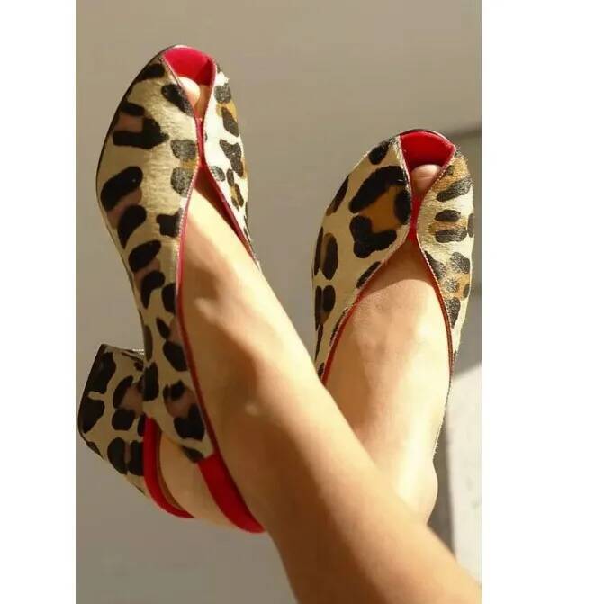 Men'S Shoes In Style - Leopard Print Peep Toe Slingback Women's