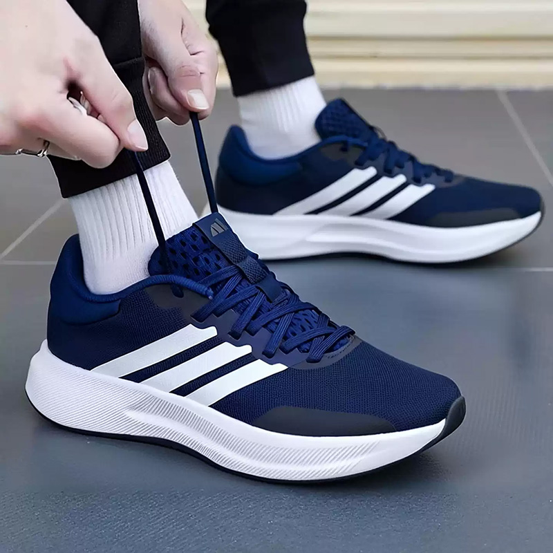 Men Shoes Jd - Adidas Navy Blue Three Stripes Breathable
