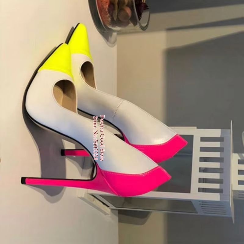Men'S Shoes Yellow And Black - Sexy Pointed Toe Patchwork Dress Shoes