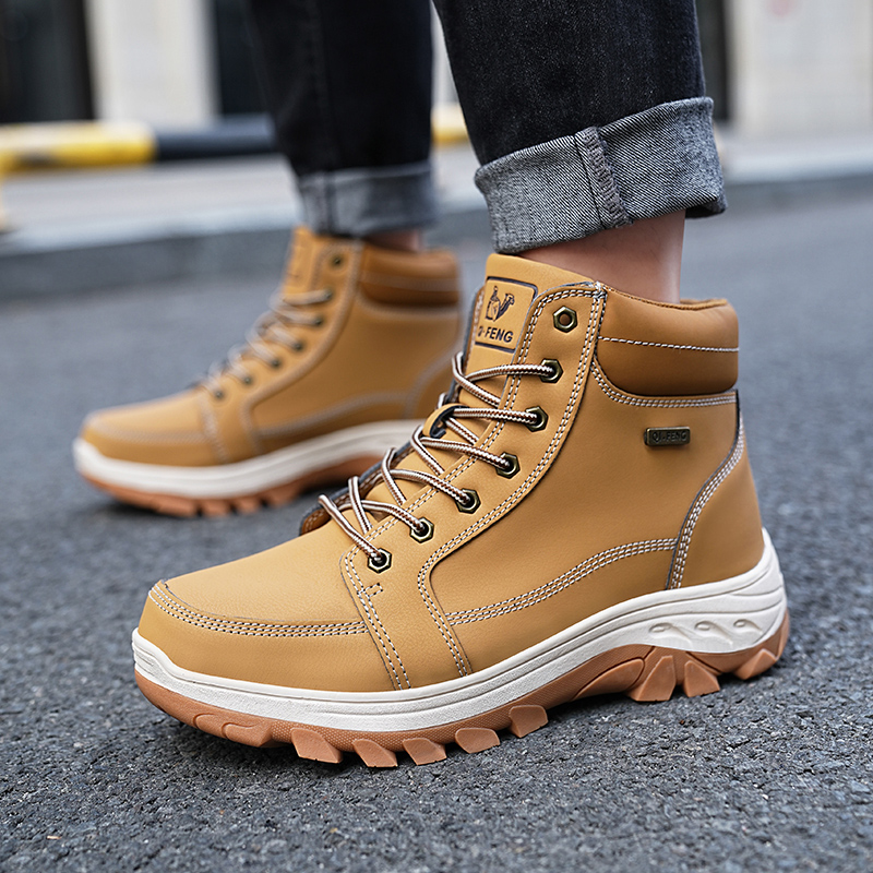 Men Boots Winter Outdoor Walki - Men'S Shoes Yellow And Black 评论和价格