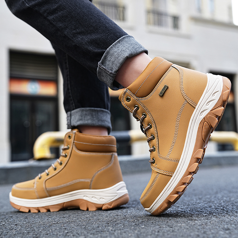 Men Boots Winter Outdoor Walki - Men'S Shoes Yellow And Black 评论和价格