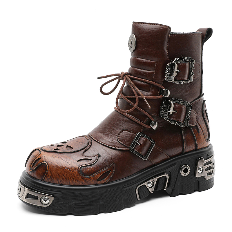 Punk Style Retro Cool Skull Fl - Men'S Shoes To Increase Height 评论和价格