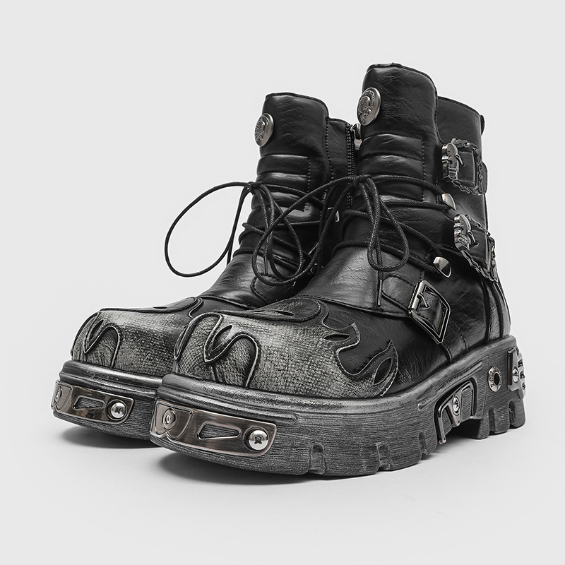 Punk Style Retro Cool Skull Fl - Men'S Shoes To Increase Height 评论和价格