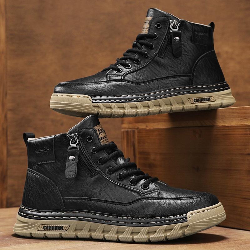 Men Leather High Top Ankle Boo - Men'S Shoes Comfortable Walking 评论和价格