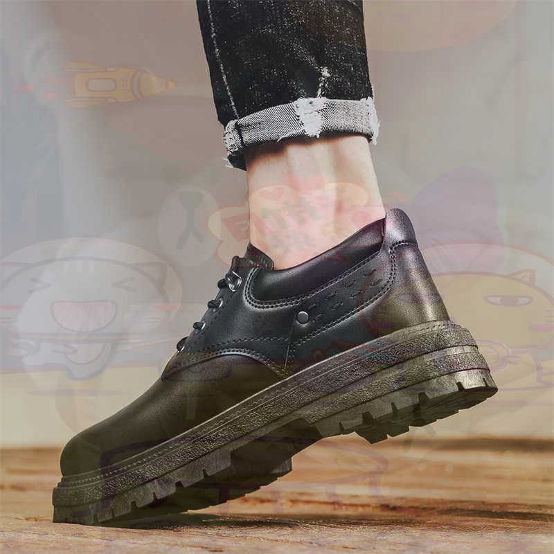 Dark Natural Leather Fashion T - Men'S Shoes Yellow And Black 评论和价格