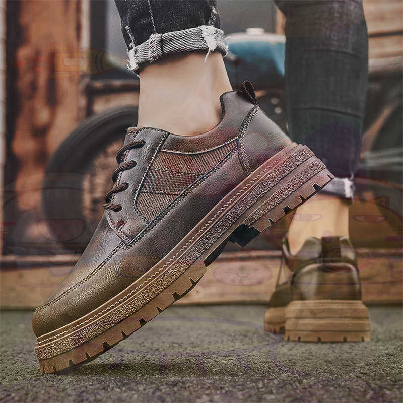 Dark Natural Leather Fashion T - Men'S Shoes Yellow And Black 评论和价格