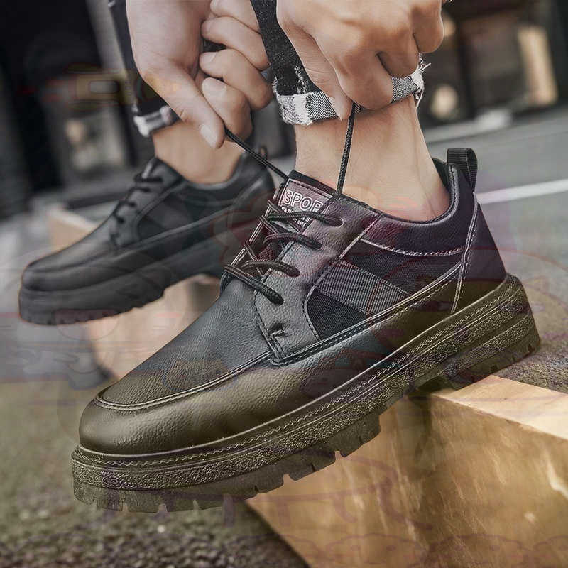 Dark Natural Leather Fashion T - Men'S Shoes Yellow And Black 评论和价格