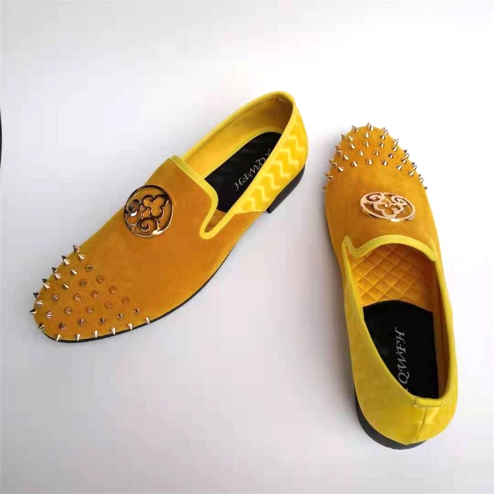 XQWFH 2021 Handmade Yellow Lea - Men'S Shoes Yellow And Black 评论和价格