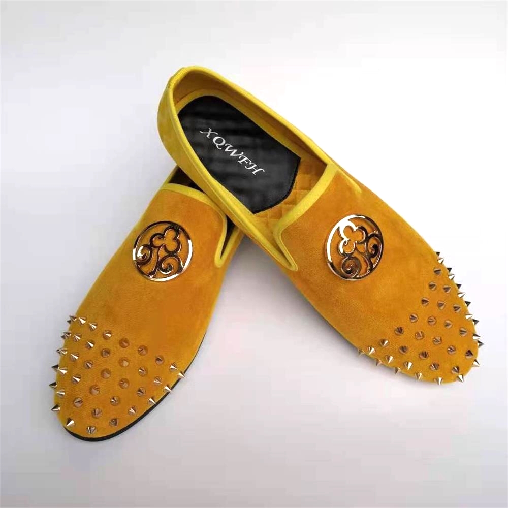 XQWFH 2021 Handmade Yellow Lea - Men'S Shoes Yellow And Black 评论和价格
