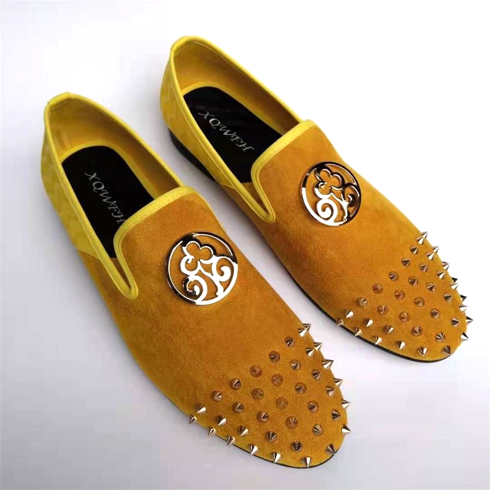 XQWFH 2021 Handmade Yellow Lea - Men'S Shoes Yellow And Black 评论和价格